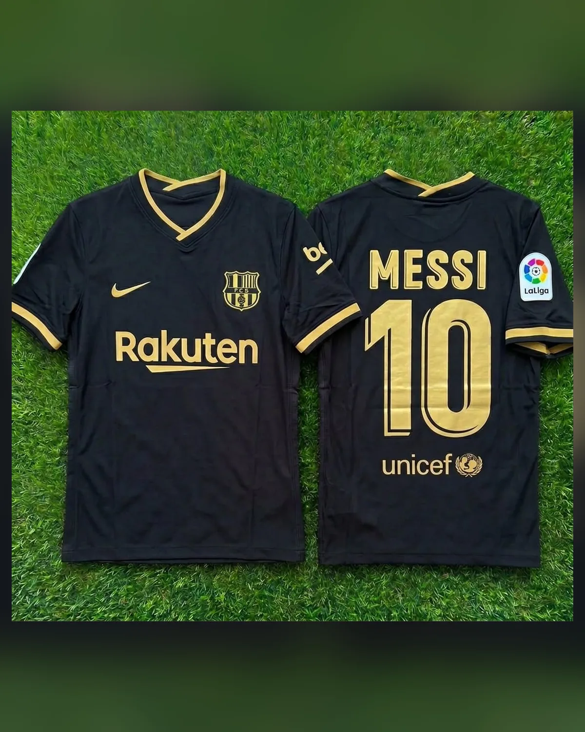 Barcelona Black & Gold — Messi 10 — front and back